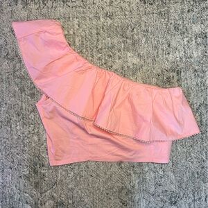 Wildfox Pink One-Shoulder Ruffle Top